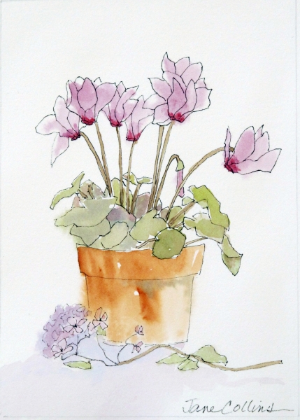 Click here to view CYCLAMEN AND HYDRANGEA by Jane Wallor Collins