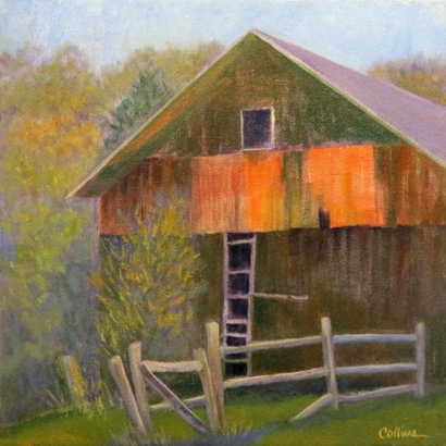 Click here to view BARN WITH ORANGE PAINT by Jane Wallor Collins