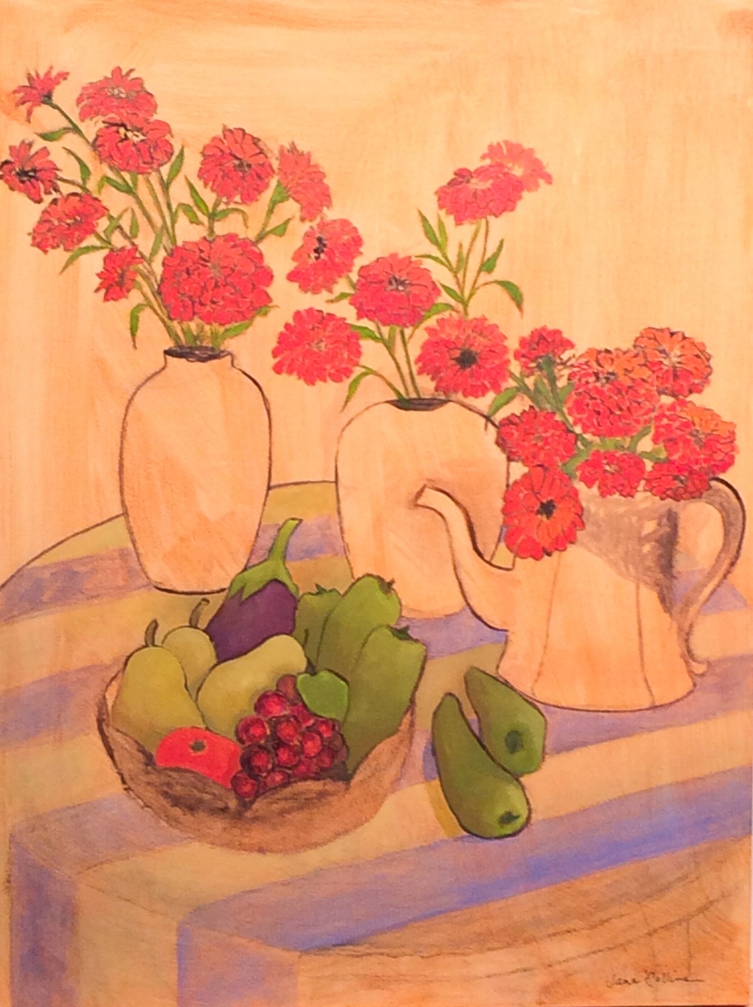 Click here to view STILL LIFE IN RED AND GREEN by Jane Wallor Collins