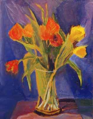 Click here to view TULIPS IN GLASS VASE by Jane Wallor Collins