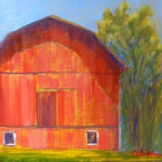 Click here to view RED GAMBREL BARN 6 X 6 by Jane Wallor Collins